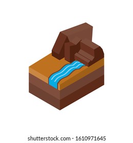 Isometric desert and river design, Nature element earth eco ecology conservation bio environment and outdoor theme Vector illustration