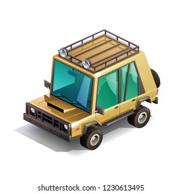 Isometric desert suv illustration