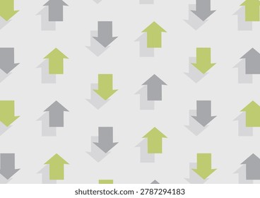 An isometric design with alternating upward and downward arrows. (gray and green)