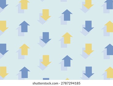 An isometric design with alternating upward and downward arrows. (blue and yellow)
