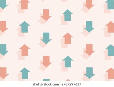 An isometric design with alternating upward and downward arrows. (pink and green)