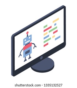 Isometric design of artificial intelligence icon.