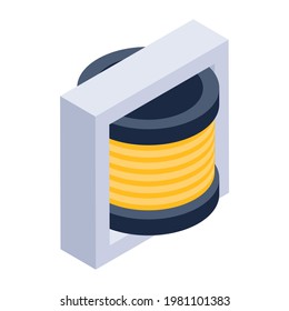 An isometric design of cable spool vector 