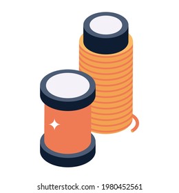 An isometric design of cable spools vector 