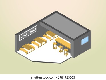 isometric design of cafe house or coffee shop vector template