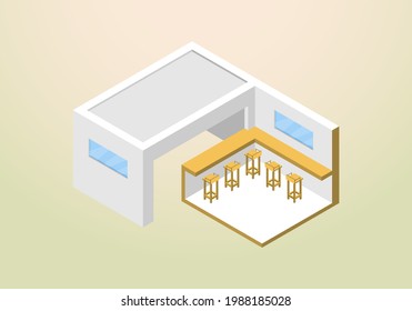 isometrisches Design des Cafés oder Kaffeehauses, Vektorvorlage