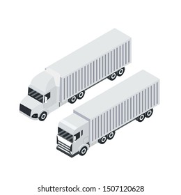 Isometric design of cargo truck. Heavy haul trailer