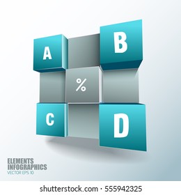 Isometric design concept with cubic 3d elements for infographics layout for step and options indication vector Illustration