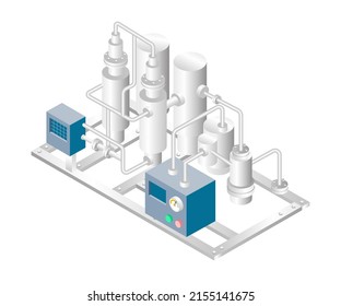 Isometric design concept illustration. oil tube temperature with gas pipeline