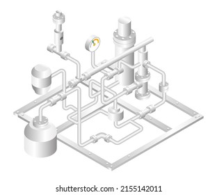 Isométrica ilustración de concepto de diseño. canal de la industria del petróleo y el gas
