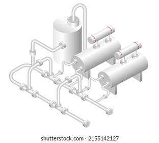 Isometric design concept illustration. oil and gas industry pipes and tubes