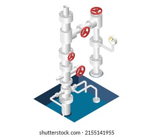 Isometric Design Concept Illustration. Well Drilling Pipe