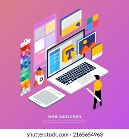 Isometric Design Concept Web Designer