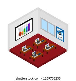 Isometric design course room vector.