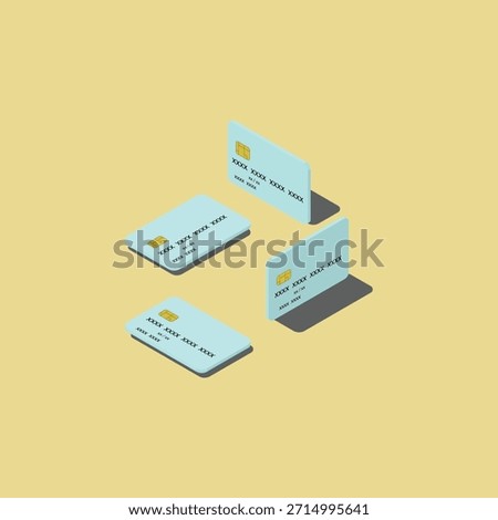 isometric design of credit cards from various angles