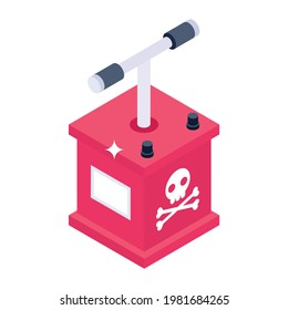 Isometric design of detonator box icon