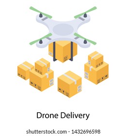 
Isometric design of drone delivery icon.
