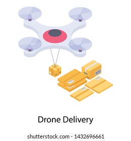 
Isometric design of drone delivery icon.
