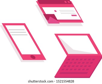 isometric design element pink set 