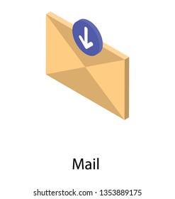 Isometric design of email icon.