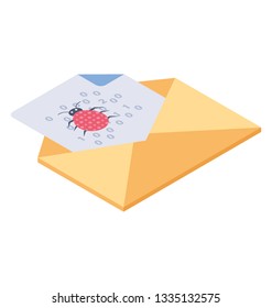 Isometric design of email virus icon