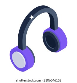 isometric design of headphones, editable design

