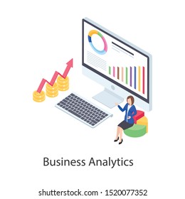 
Isometric design icon of business analytics 

