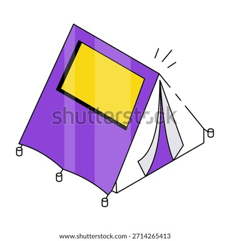 An isometric design icon of camp