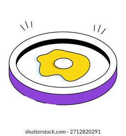 Ein isometrisches Design-Symbol aus frittiertem Ei