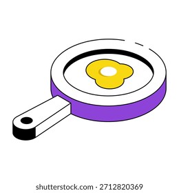 Ein isometrisches Design-Symbol aus gebratenem Ei