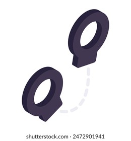 An isometric design icon of handcuffs