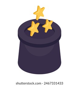 An isometric design icon of magician hat