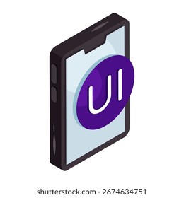 A isometric design icon of mobile ui