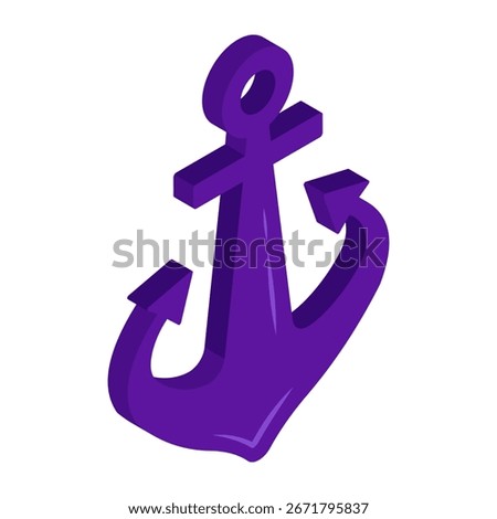 An isometric design icon of nautical hook