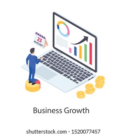 
Isometric design icon of online analytics 
