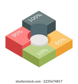 An isometric design, icon of percentage chart
