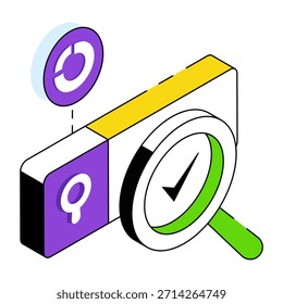 Icono de diseño isométrico del Vector de la barra de búsqueda 