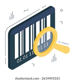 Ein isometrisches Design-Symbol für den Suchbarcode