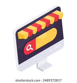 A isometric design icon of search box vector