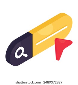 Icono de diseño isométrico del Vector del cuadro de búsqueda