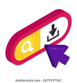Icono de diseño isométrico de Vector de cuadro de búsqueda