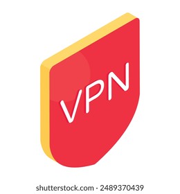 Un icono de diseño isométrico de VPN segura