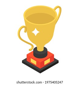 Isometric design icon of a winners trophy