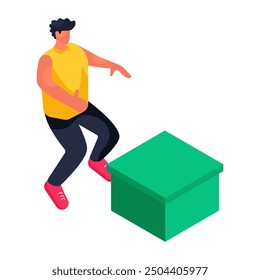 Una ilustración de diseño isométrico de entrenamiento de salto de caja 

