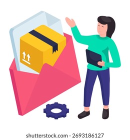 Una ilustración de diseño isométrico de correo logístico 
