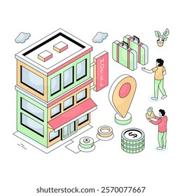 Isometric design illustration of mobile barcode