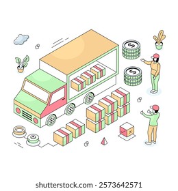 A isometric design illustration of receptionist