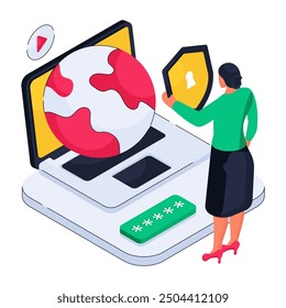 Ilustración de diseño isométrico de seguridad del sistema 

