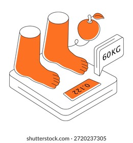 Una ilustración de diseño isométrico de la escala de peso