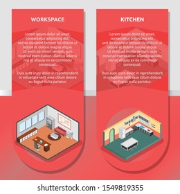 Isometric design interior building with 3d images. Isometric infographic illustration design for interiors, buildings, room and much more.